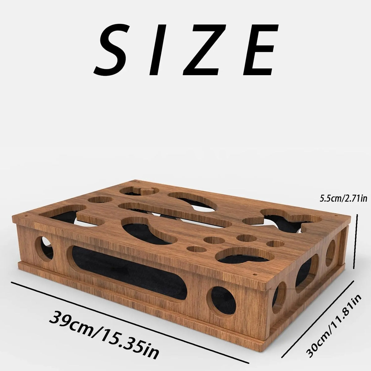 GENERIC Natural Wood Textured Cat Scratch Puzzle Toy Enrichment Box - Solid Wood Scratching Post Alternative with Nail File for Claw & Paw Care, Indoor Cats (Brown), Scratcher