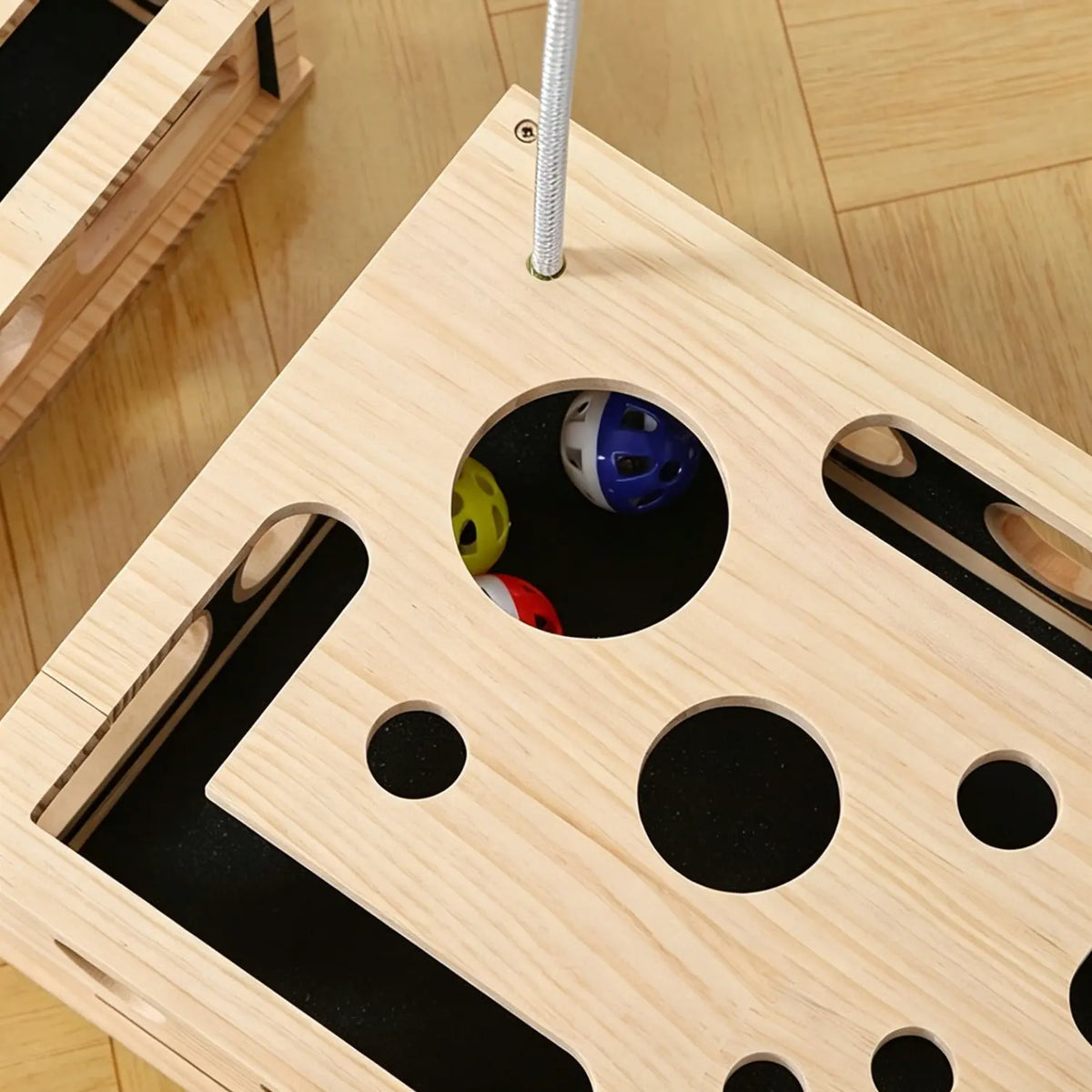 Cat Nail File and Scratching Puzzle Toy Box, Scratcher Board, Rich Scratch Box, Wooden Sandpaper Surface, Suitable for Indoor Cats, Kitty, Stress-Free Alternative to Nail Clippers and Claw Grinders, Cat Self-Entertainment Toy