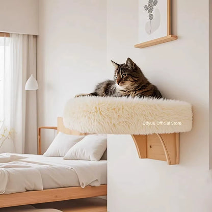 Wall Mounted Wooden Cat Space, Small Pet Bed Cat Furniture, Winter Cat Perch with Supports