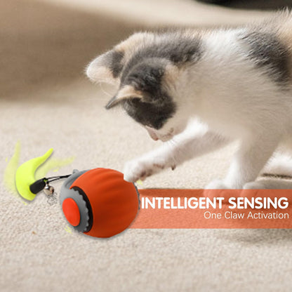 Speedy 2.0 Tail Upgrade Speedy 2.0 Tail Cat Toy,2025 New Turbo Smart Interactive Cat Ball for Indoor,Automatic Moving Smart Toys Withtail Two Speed Adjustment (Orange)
