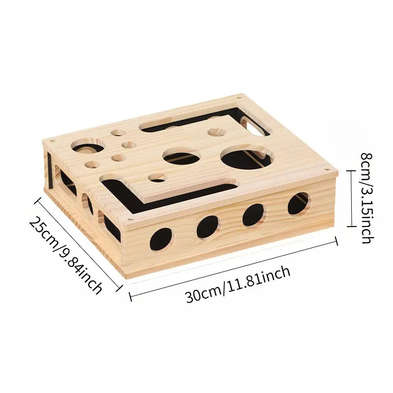 Cat Nail File and Scratching Puzzle Toy Box, Scratcher Board, Rich Scratch Box, Wooden Sandpaper Surface, Suitable for Indoor Cats, Kitty, Stress-Free Alternative to Nail Clippers and Claw Grinders, Cat Self-Entertainment Toy