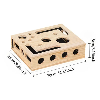 Cat Nail File and Scratching Puzzle Toy Box, Scratcher Board, Rich Scratch Box, Wooden Sandpaper Surface, Suitable for Indoor Cats, Kitty, Stress-Free Alternative to Nail Clippers and Claw Grinders, Cat Self-Entertainment Toy