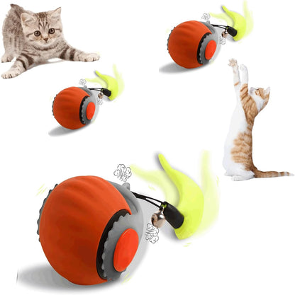 Speedy 2.0 Tail Upgrade Speedy 2.0 Tail Cat Toy,2025 New Turbo Smart Interactive Cat Ball for Indoor,Automatic Moving Smart Toys Withtail Two Speed Adjustment (Orange)