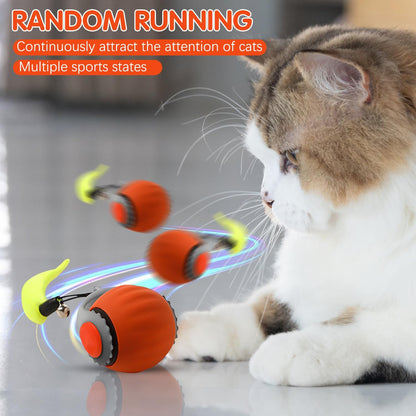 Speedy 2.0 Tail Upgrade Speedy 2.0 Tail Cat Toy,2025 New Turbo Smart Interactive Cat Ball for Indoor,Automatic Moving Smart Toys Withtail Two Speed Adjustment (Orange)