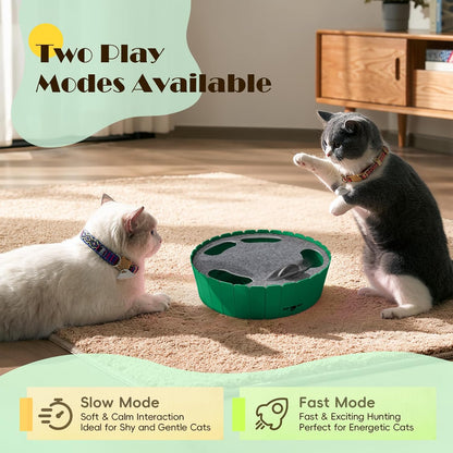 Interactive Cat Toy with Running Mouse, Automatic Track Kitten Toy | Electronic Motion Cat Toy for Indoor Cats, Pop and Play Hide Seek Cats Toys Hunting Mouse for Kitty Play Exercise, Green