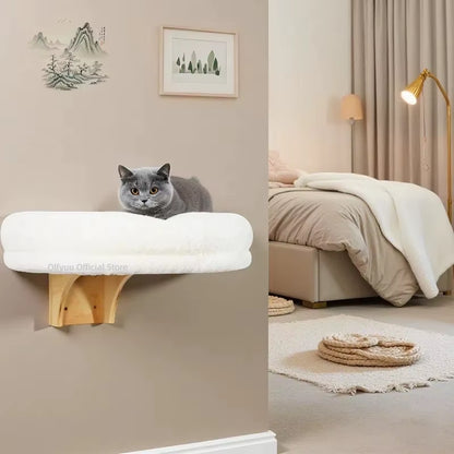 Wall Mounted Wooden Cat Space, Small Pet Bed Cat Furniture, Winter Cat Perch with Supports