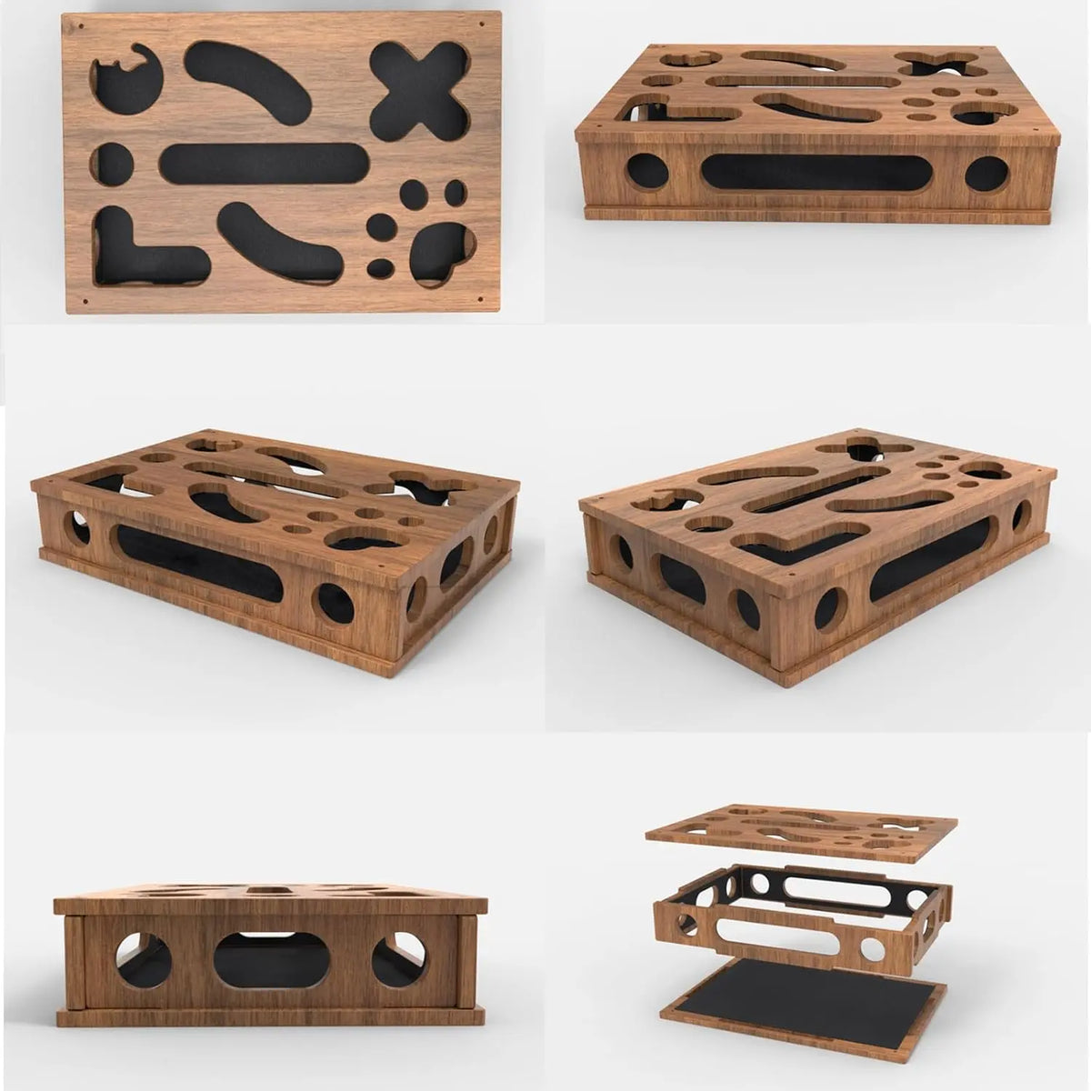 GENERIC Natural Wood Textured Cat Scratch Puzzle Toy Enrichment Box - Solid Wood Scratching Post Alternative with Nail File for Claw & Paw Care, Indoor Cats (Brown), Scratcher