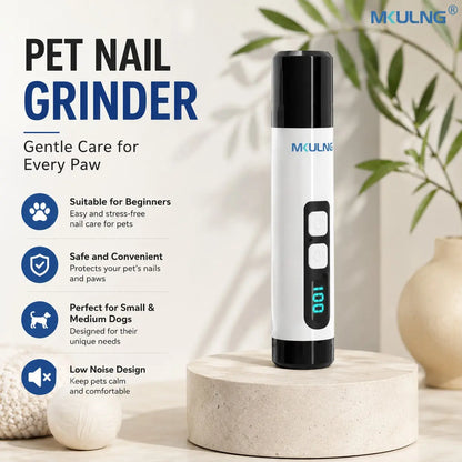 Pet Nail Grinder with LED Light and LCD Display, 3-Speed Silent Diamond Drill, 1200Mah USB-C Rechargeable, Suitable for Dogs and Cats